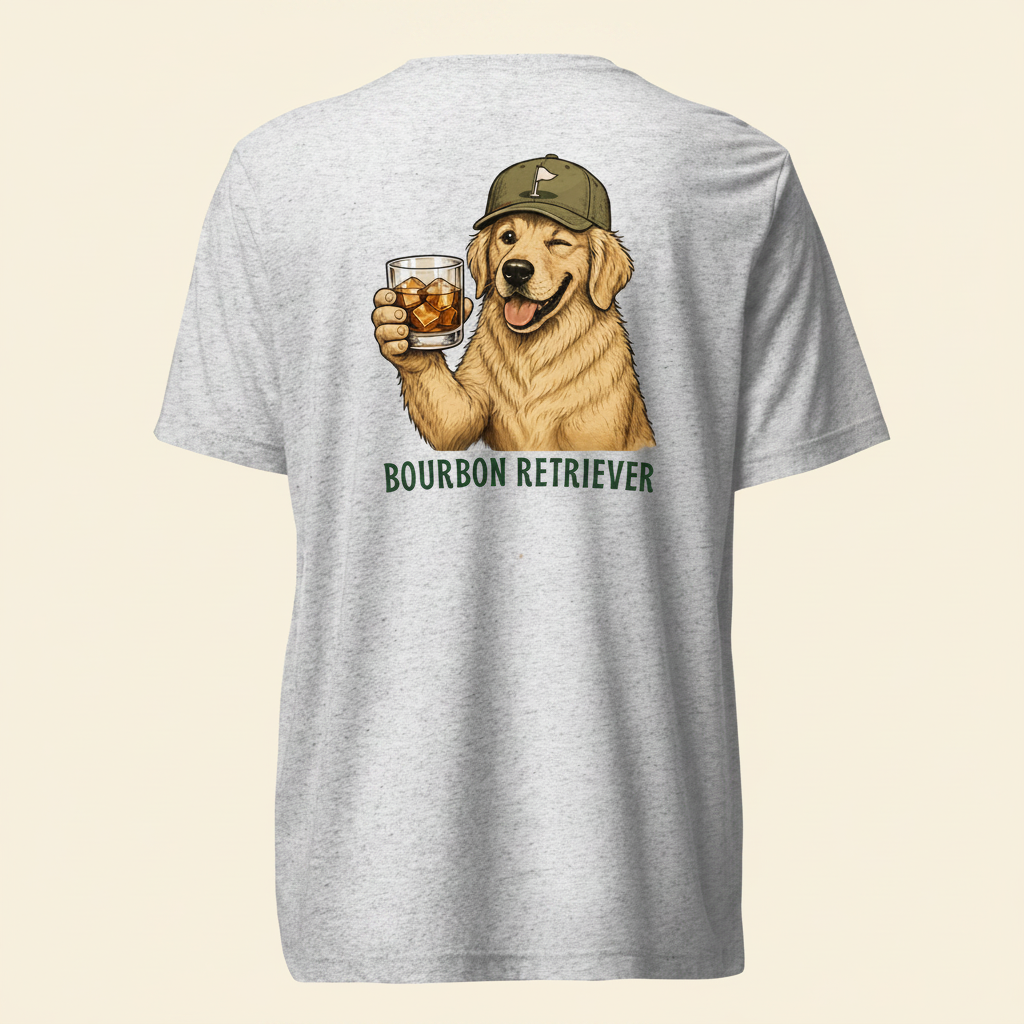 Bourbon Retriever Tri-Blend Tee white fleck back on cream background