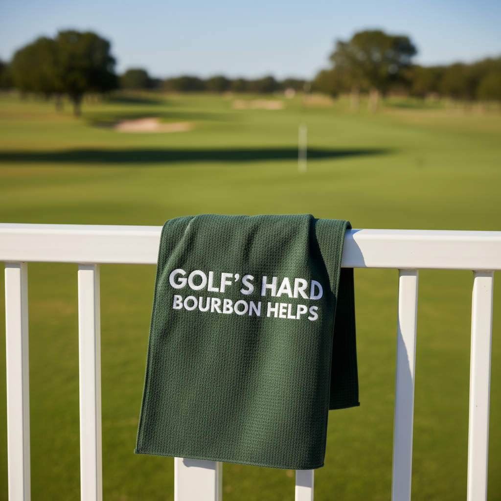 Golf's Hard Bourbon Helps Towel lifestyle shot on golf course