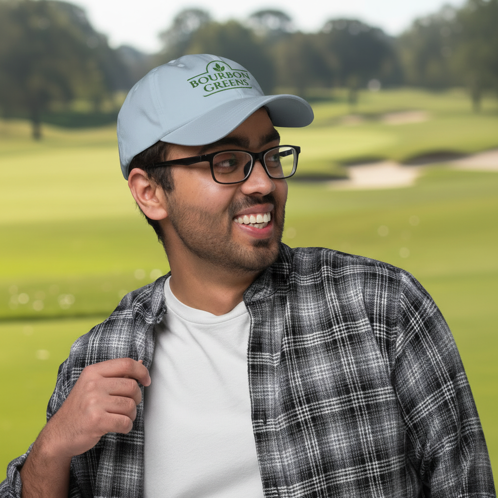 B&G Dad Cap lifestyle shot on golf course