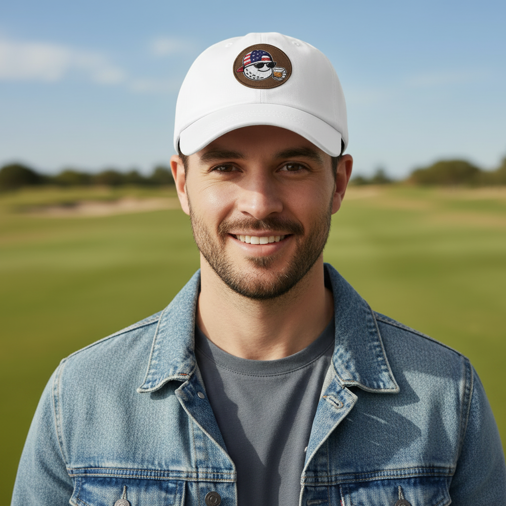 Patriotic USA Cap lifestyle shot on golf course