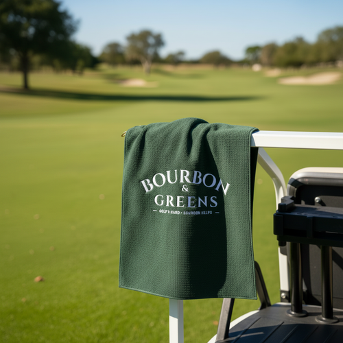 B&G Signature Towel lifestyle shot on golf course