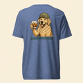 Bourbon Retriever Tri-Blend Tee blue back on cream background