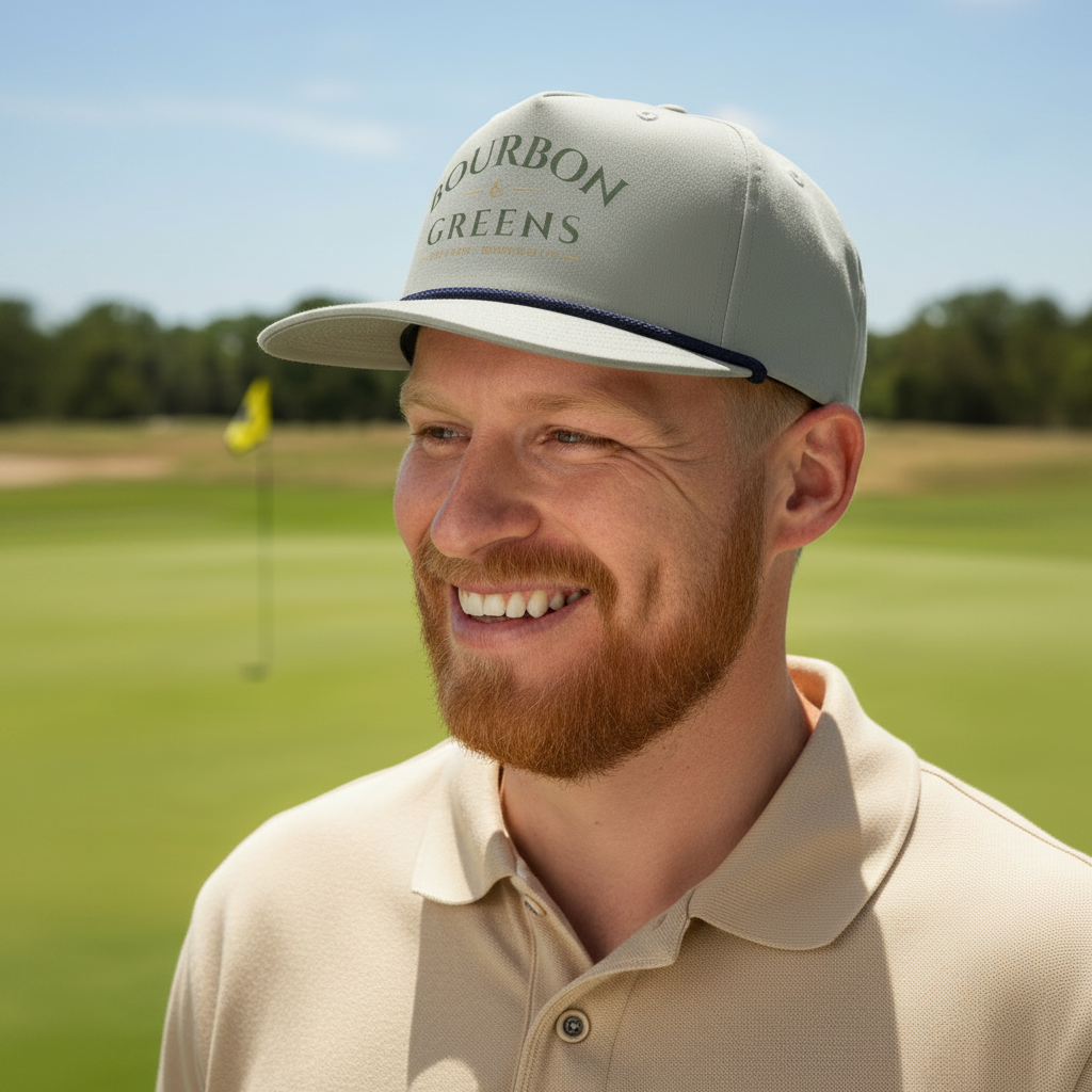 Bourbon & Greens Signature Cap lifestyle shot on golf course