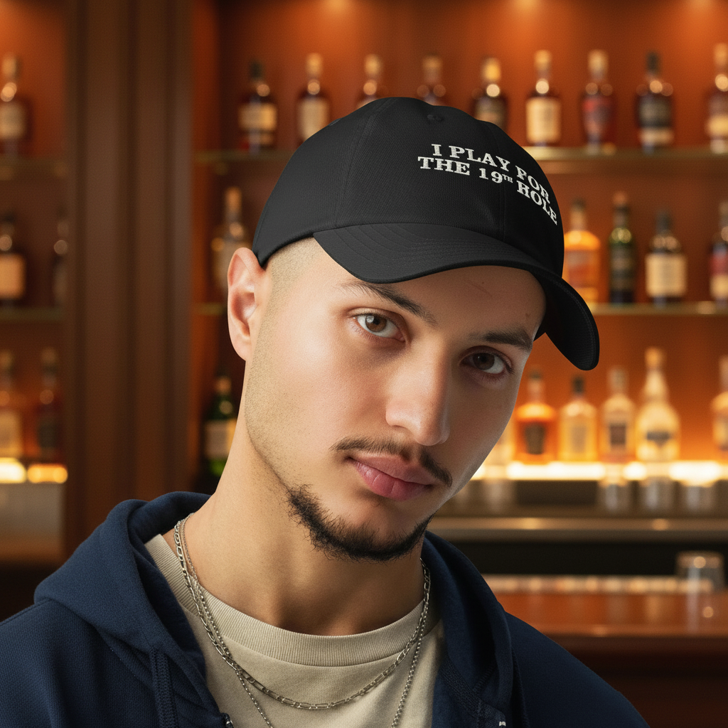 Under Armour Play Cap lifestyle shot at bourbon bar