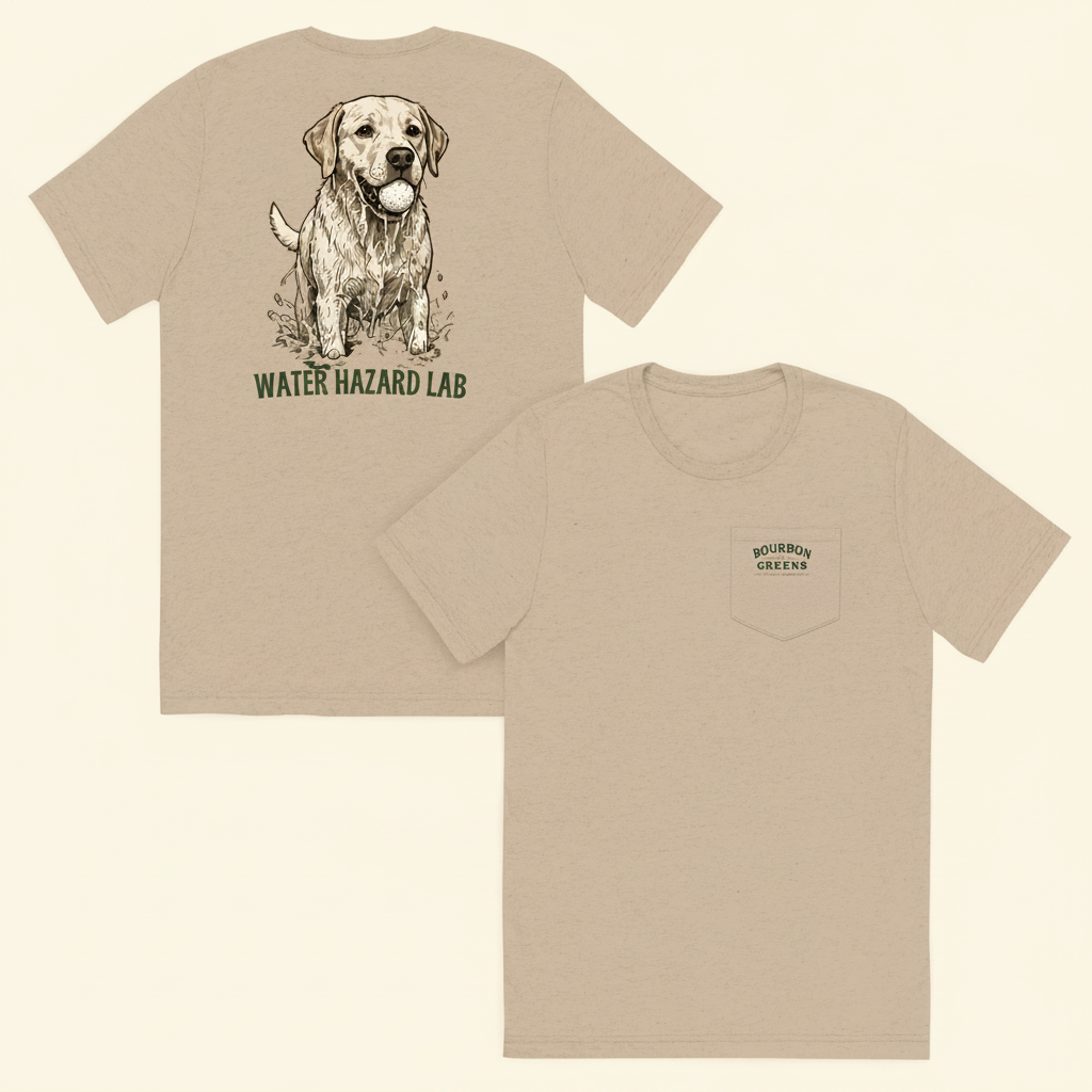 Water Hazard Lab Tri-Blend Tee oatmeal front and back on cream background
