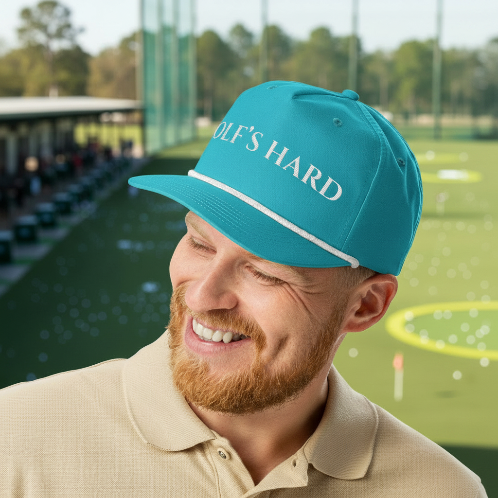 Golf's Hard Rope Cap lifestyle shot at driving range