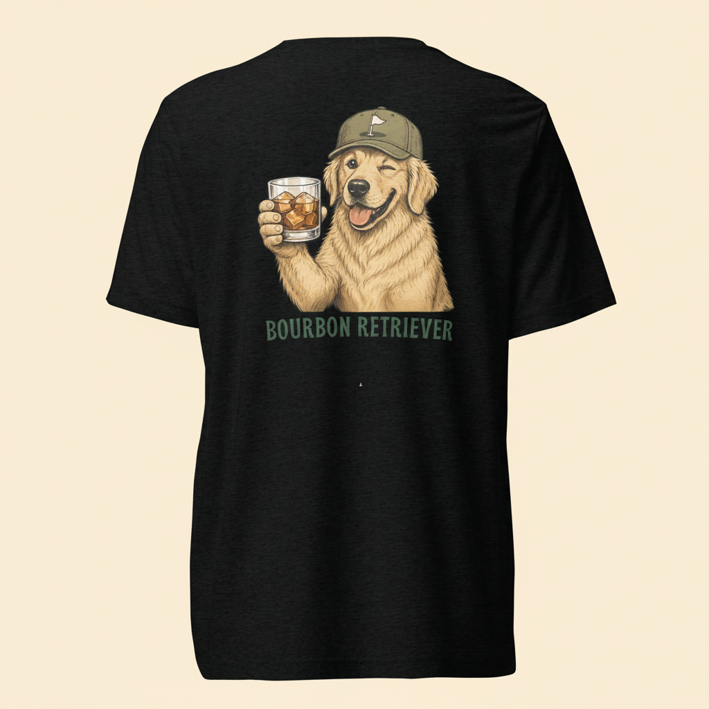 Bourbon Retriever Tri-Blend Tee black back on cream background