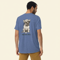 Frenchie Tri-Blend Tee blue back on cream background