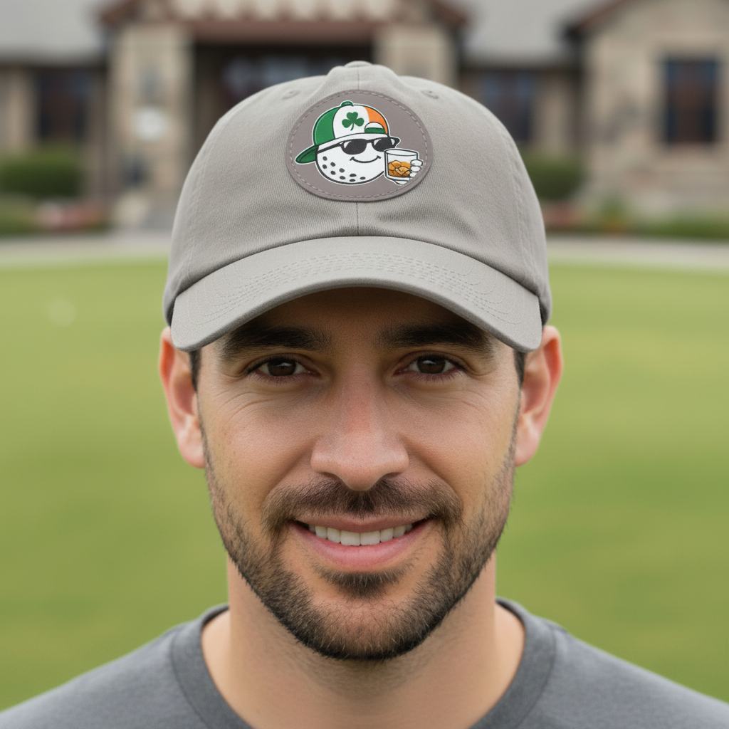 Patriotic Irish Cap lifestyle shot at golf clubhouse